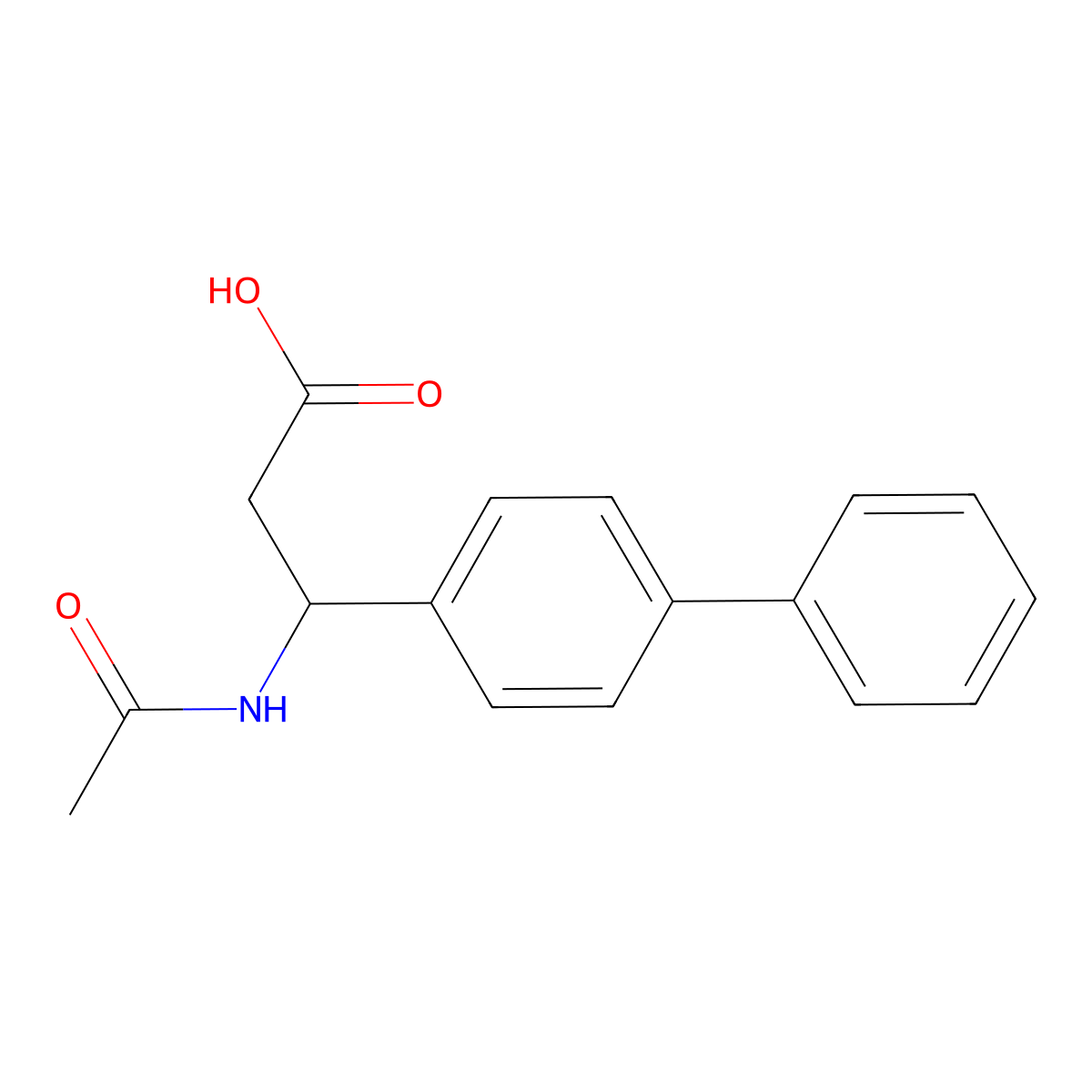 (3R)-3-{[1,1'-biphenyl]-4-yl}-3-acetamidopropanoic acid molecular structure, CAS 1410825-69-2