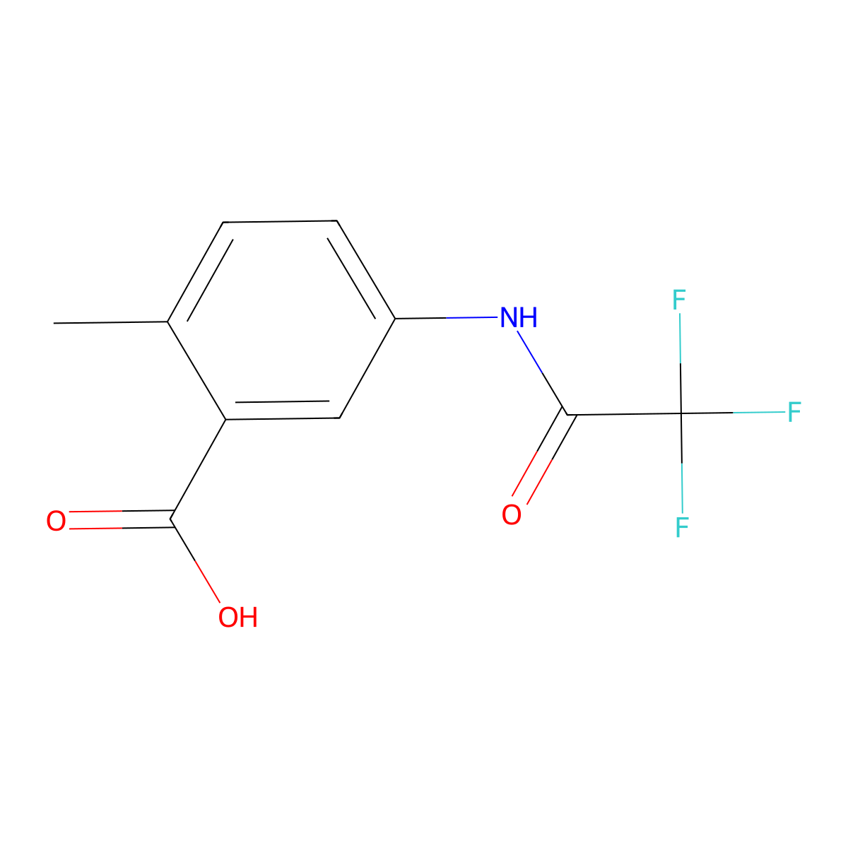 2-Methyl-5-(2,2,2-trifluoroacetamido)benzoic acid molecular structure, CAS 1410893-88-7
