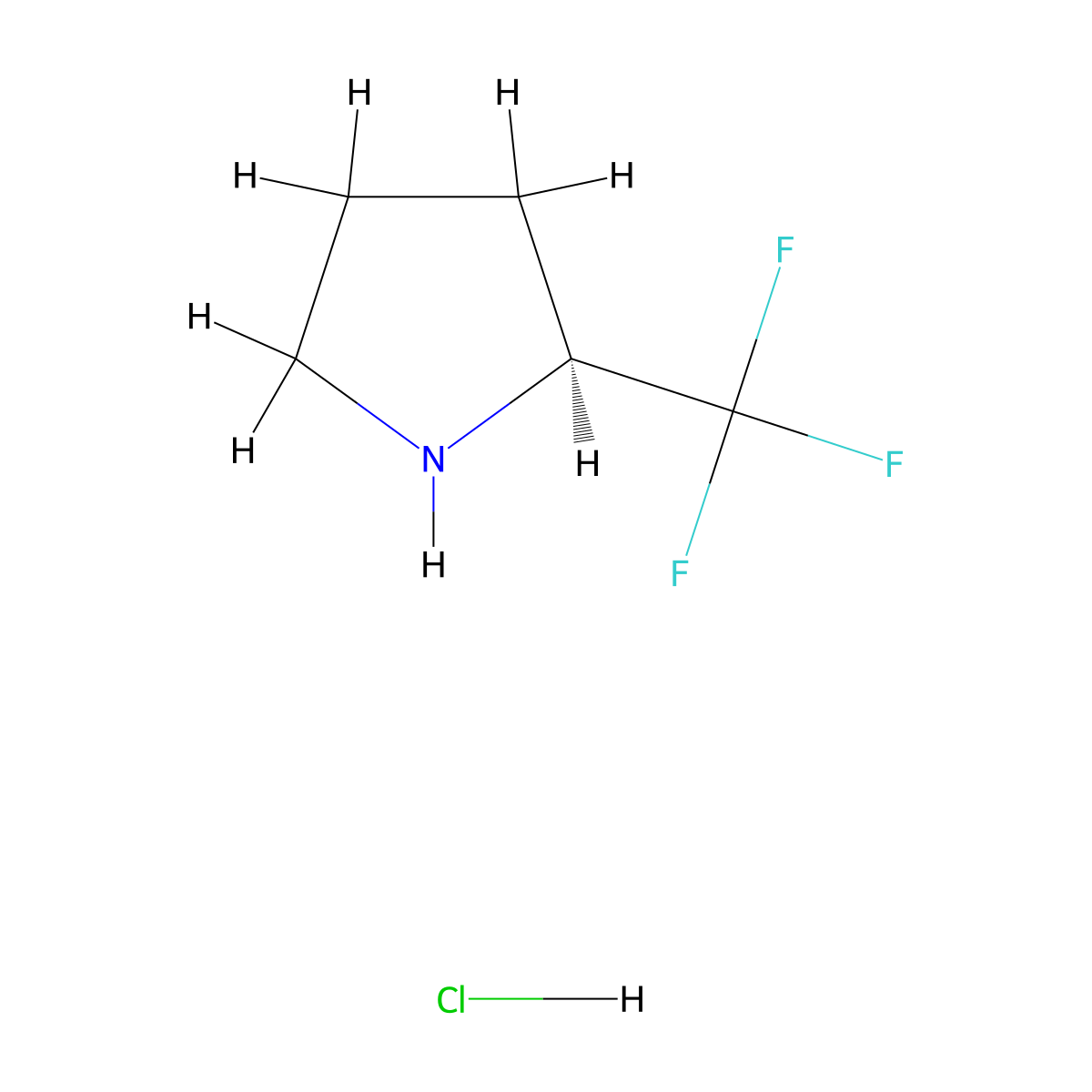 (S)-2-(trifluoromethyl)pyrrolidine hydrochloride molecular structure, CAS 1410903-57-9