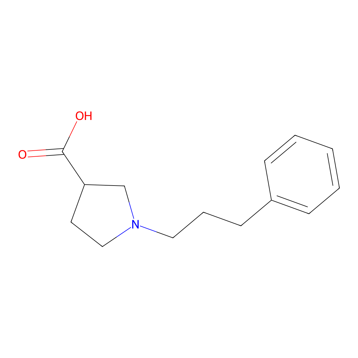 1-(3-Phenylpropyl)pyrrolidine-3-carboxylic acid molecular structure, CAS 1410906-45-4