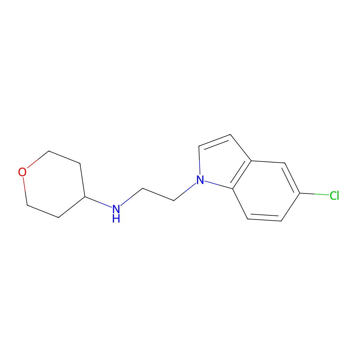 N-[2-(5-chloro-1H-indol-1-yl)ethyl]oxan-4-amine molecular structure, CAS 1410957-90-2