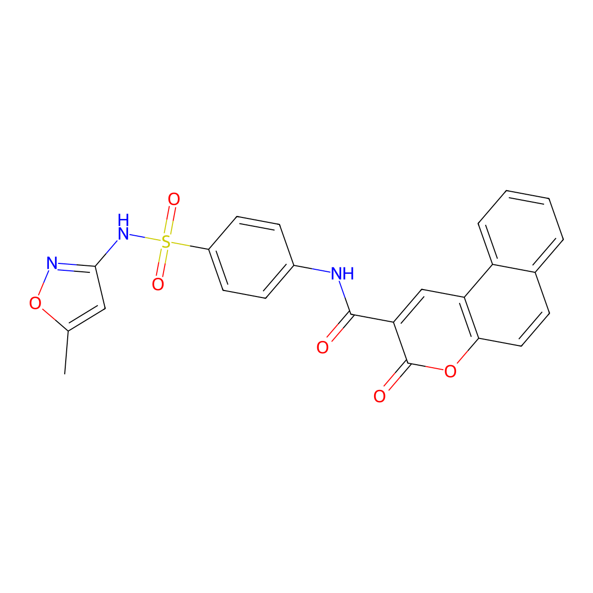 N-(4-(N-(5-methylisoxazol-3-yl)sulfamoyl)phenyl)-3-oxo-3H-benzo[f]chromene-2-carboxamide molecular structure, CAS 141102-00-3