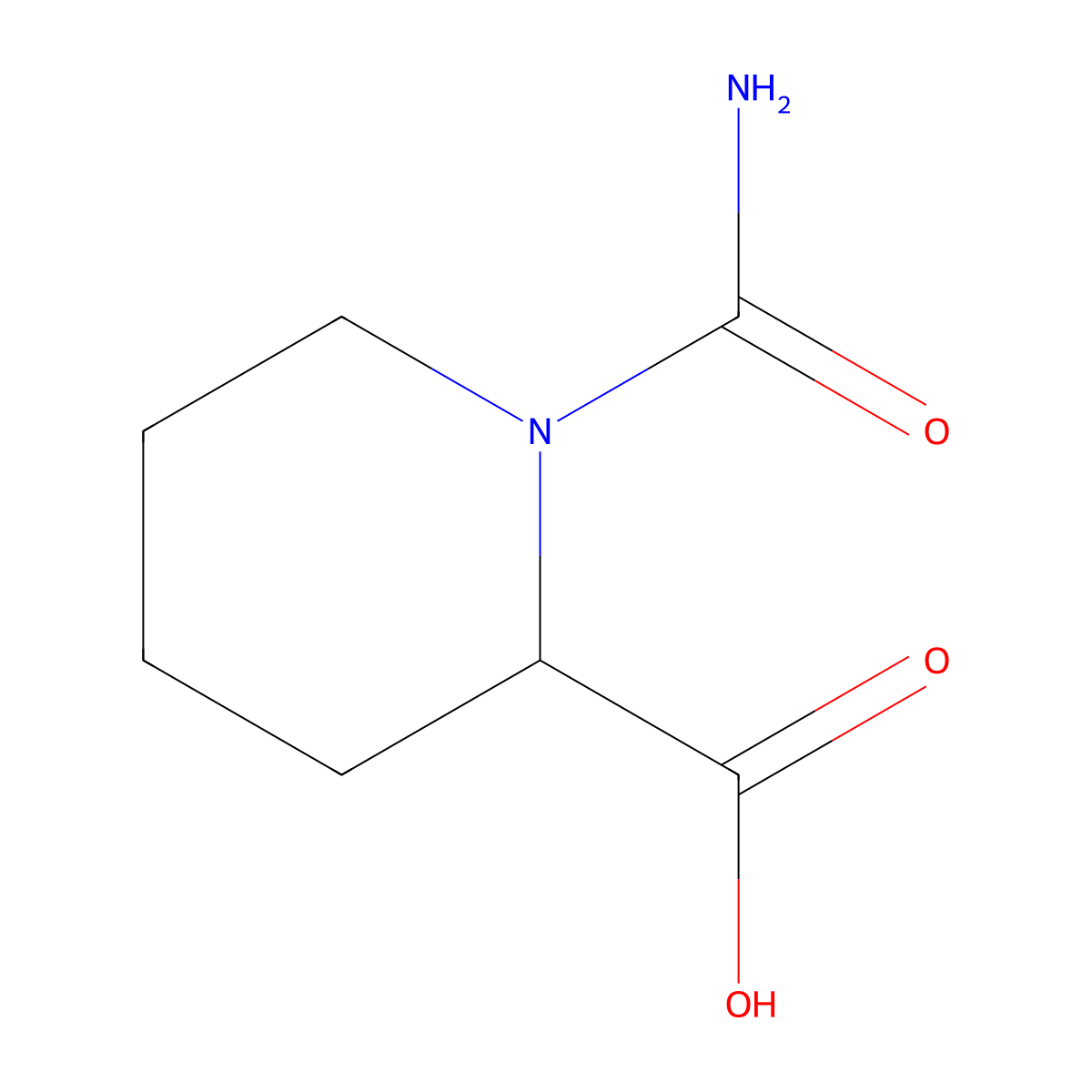 1-Carbamoylpiperidine-2-carboxylic acid molecular structure, CAS 141102-33-2