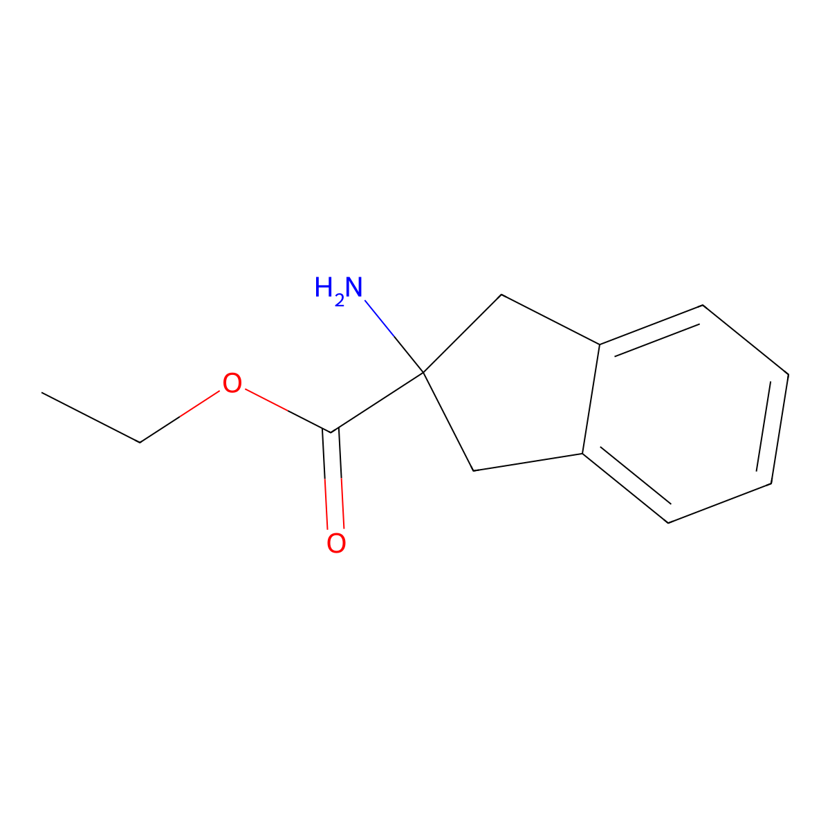 Ethyl 2-amino-2,3-dihydro-1H-indene-2-carboxylate molecular structure, CAS 141104-65-6