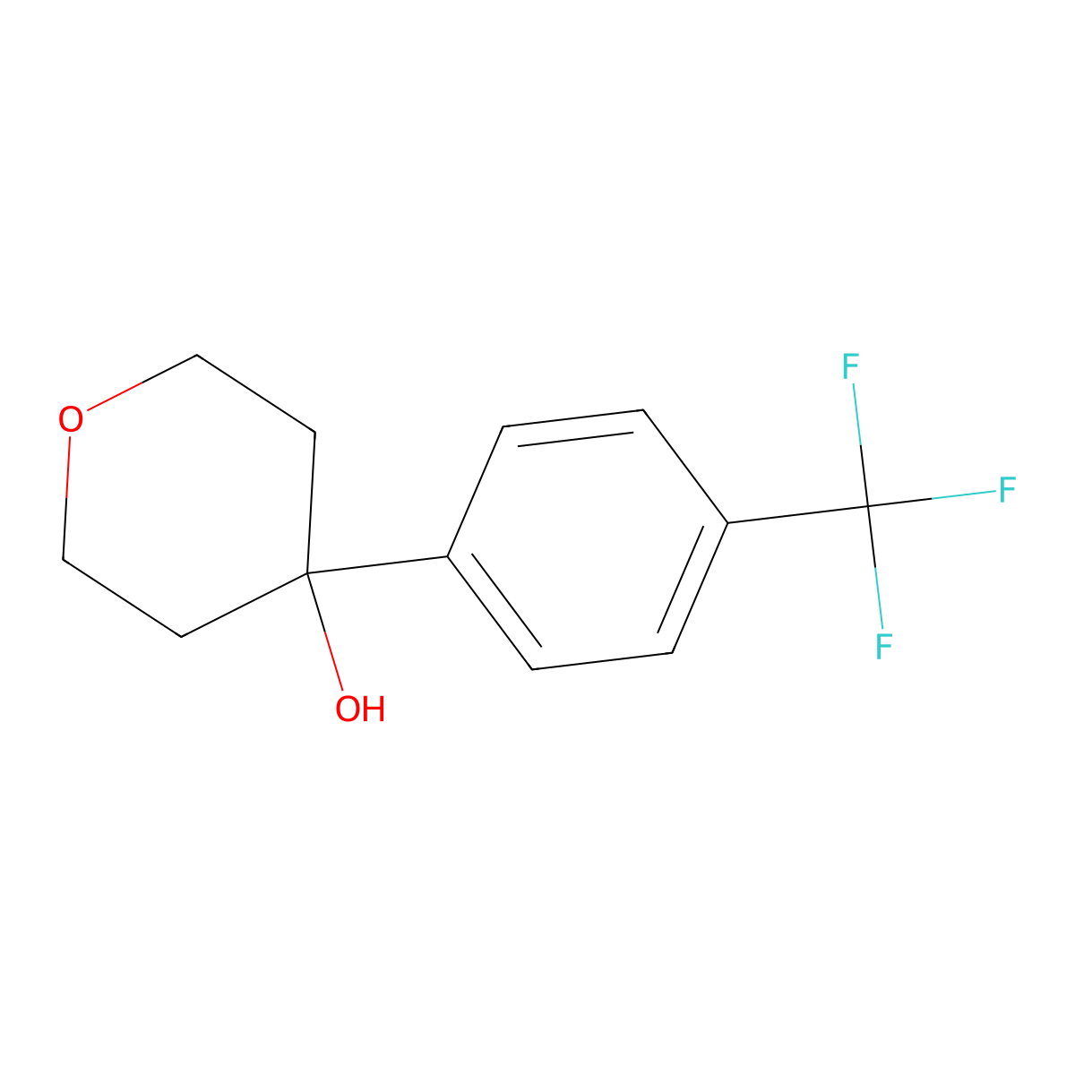 4-(4-(trifluoromethyl)phenyl)tetrahydro-2H-pyran-4-ol molecular structure, CAS 1411062-52-6