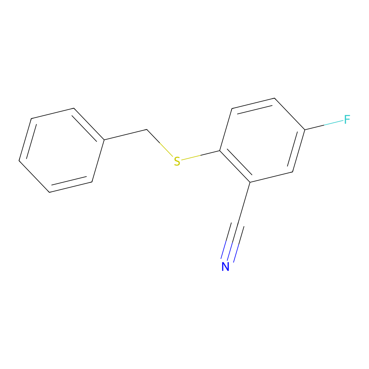 2-(Benzylsulfanyl)-5-fluorobenzonitrile molecular structure, CAS 1411071-15-2
