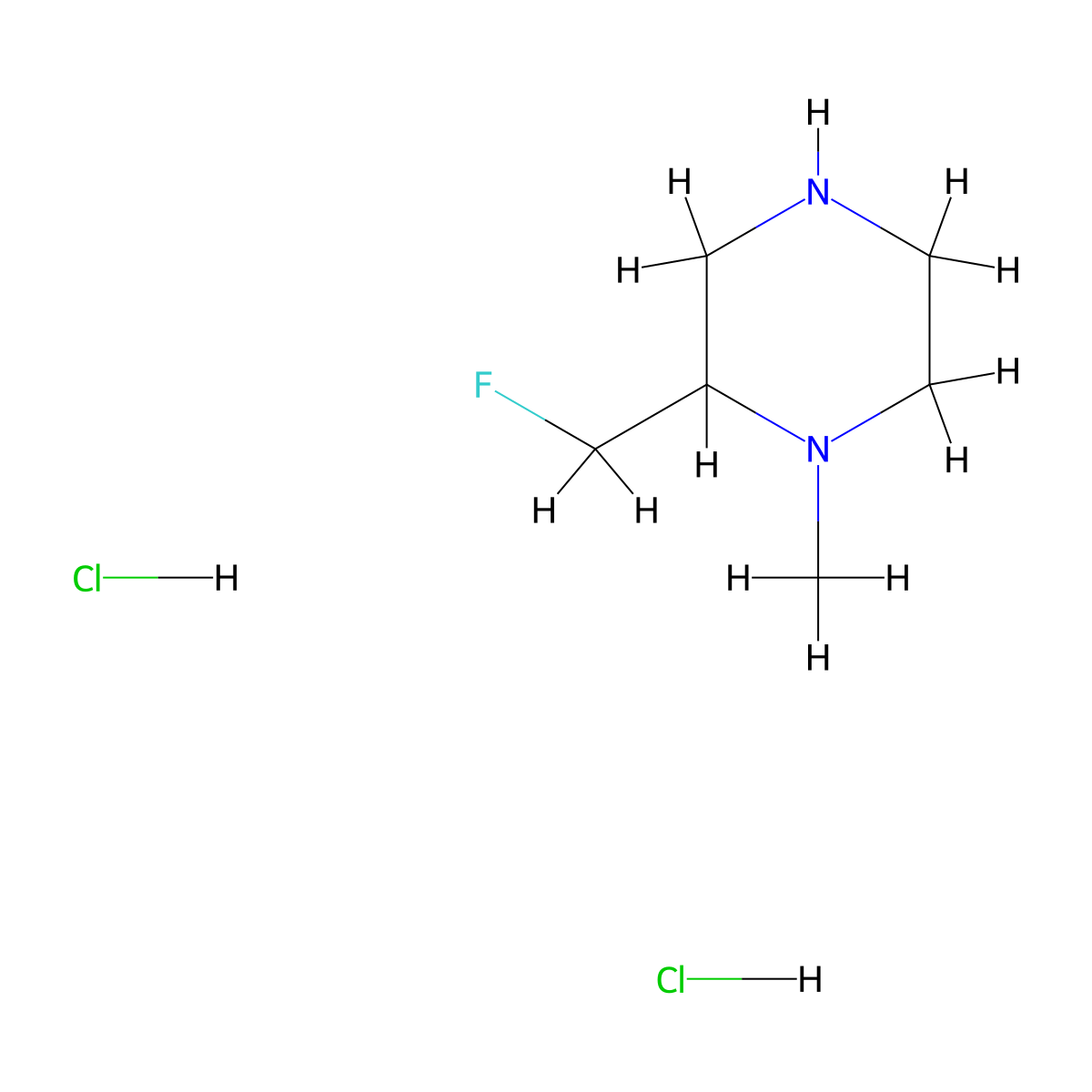 2-(Fluoromethyl)-1-methylpiperazine dihydrochloride molecular structure, CAS 141108-64-7