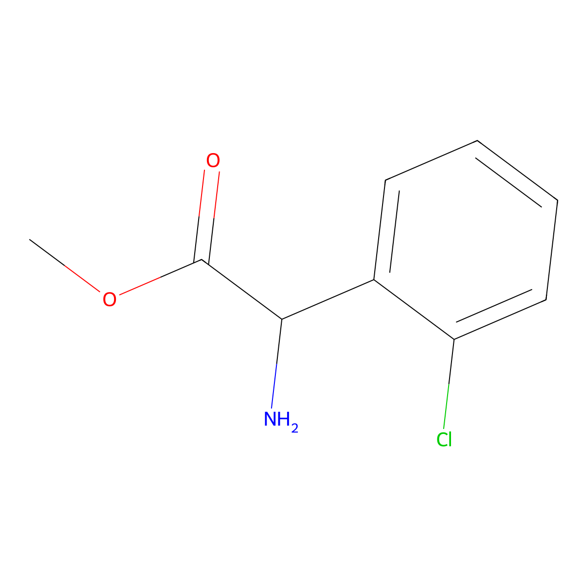 Methyl alpha-amino-2-chlorobenzeneacetate molecular structure, CAS 141109-13-9