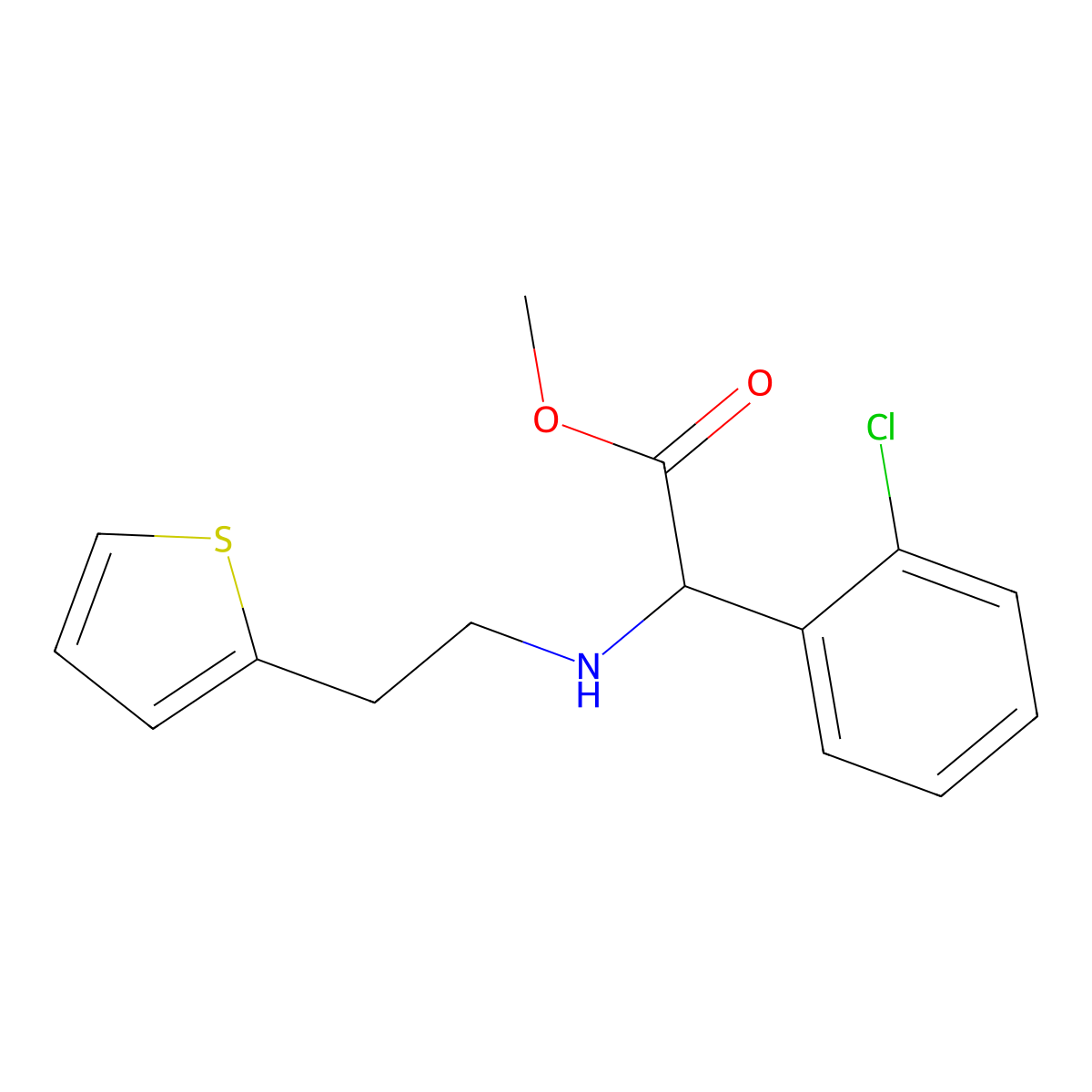 Methyl [2-(2-thienyl)ethylamino](2-chlorophenyl)acetate molecular structure, CAS 141109-26-4