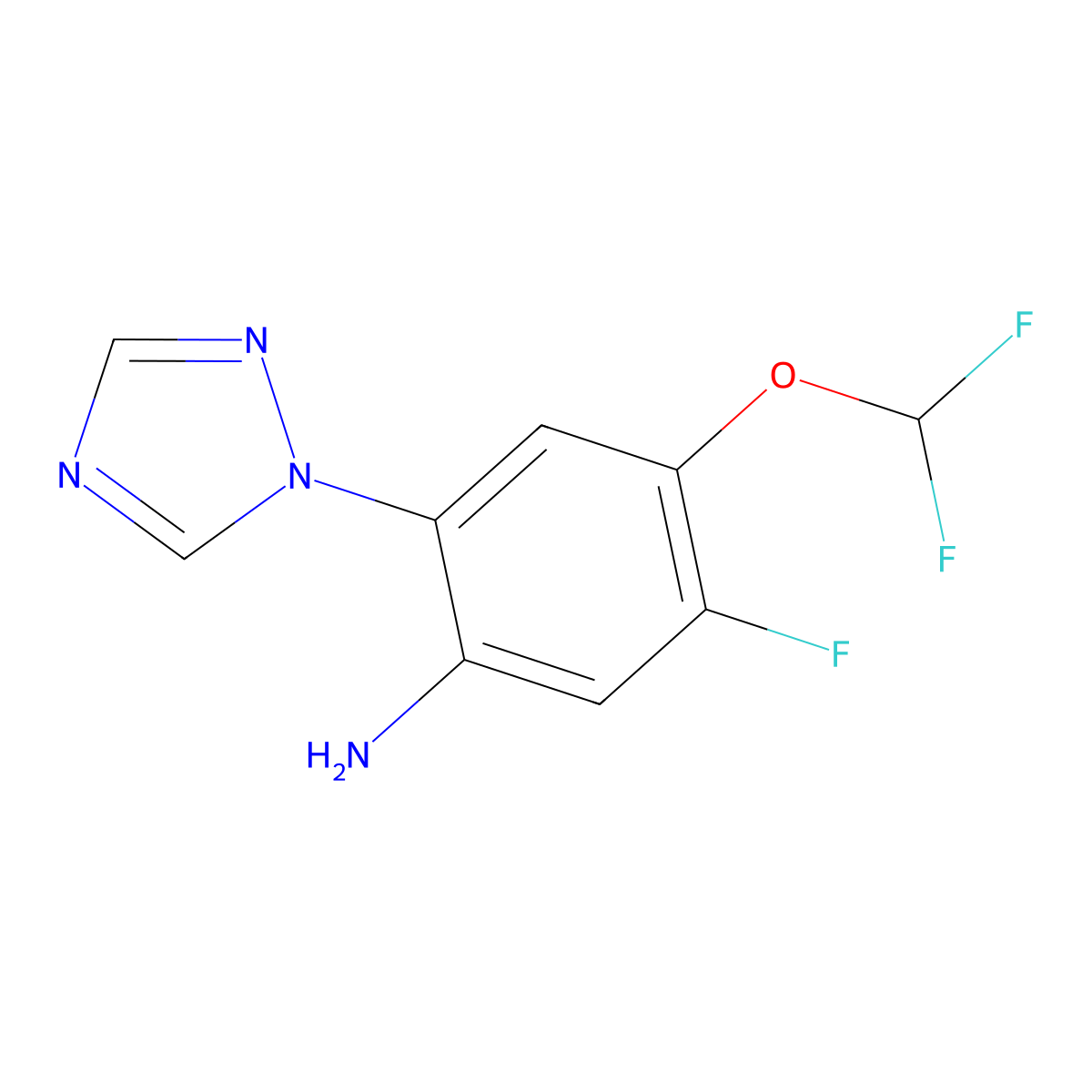 4-(difluoromethoxy)-5-fluoro-2-(1H-1,2,4-triazol-1-yl)aniline molecular structure, CAS 1411217-07-6