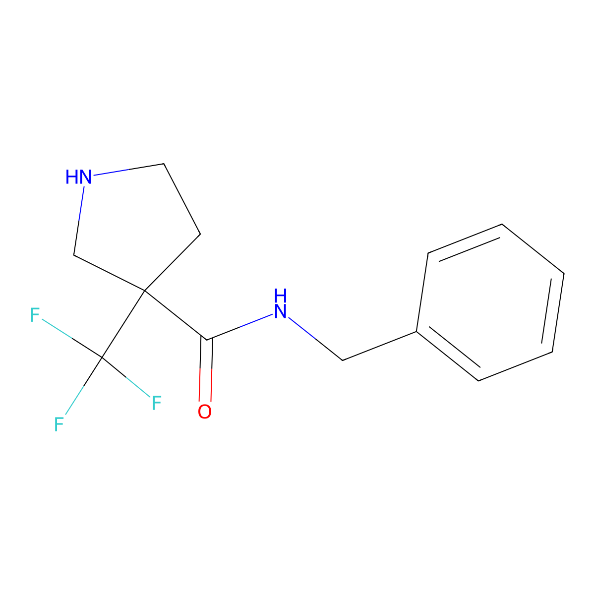 N-benzyl-3-(trifluoromethyl)pyrrolidine-3-carboxamide molecular structure, CAS 1411223-20-5
