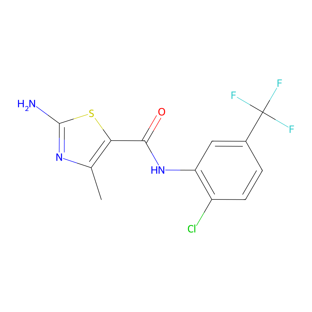 2-amino-N-[2-chloro-5-(trifluoromethyl)phenyl]-4-methyl-1,3-thiazole-5-carboxamide molecular structure, CAS 1411227-49-0