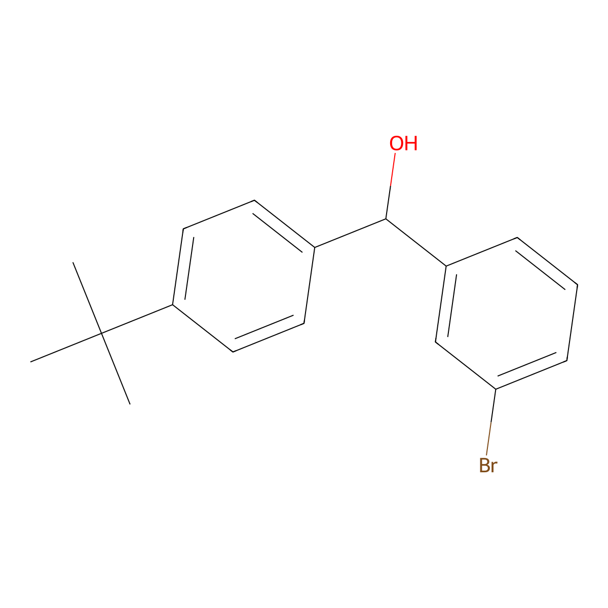 (3-Bromophenyl)(4-(tert-butyl)phenyl)methanol molecular structure, CAS 1411251-89-2