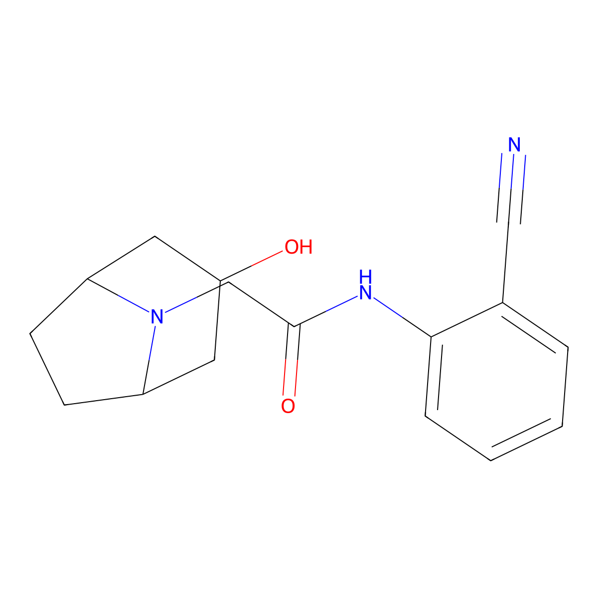 N-(2-cyanophenyl)-2-{3-hydroxy-8-azabicyclo[3.2.1]octan-8-yl}acetamide molecular structure, CAS 1411312-50-9
