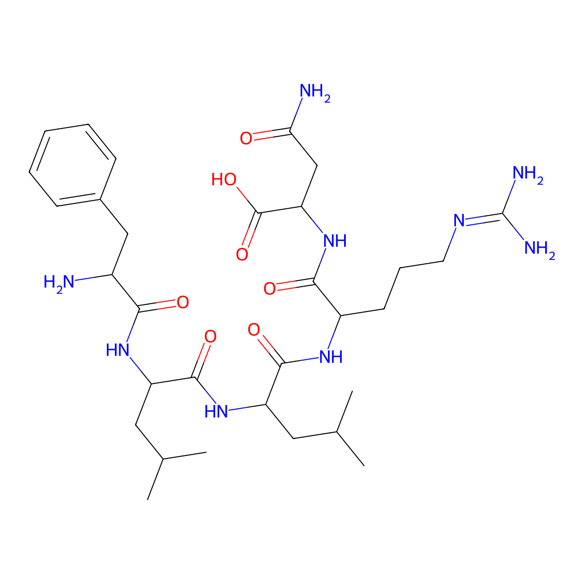 Phenylalanyl-leucyl-leucyl-arginyl-asparagine molecular structure, CAS 141136-84-7