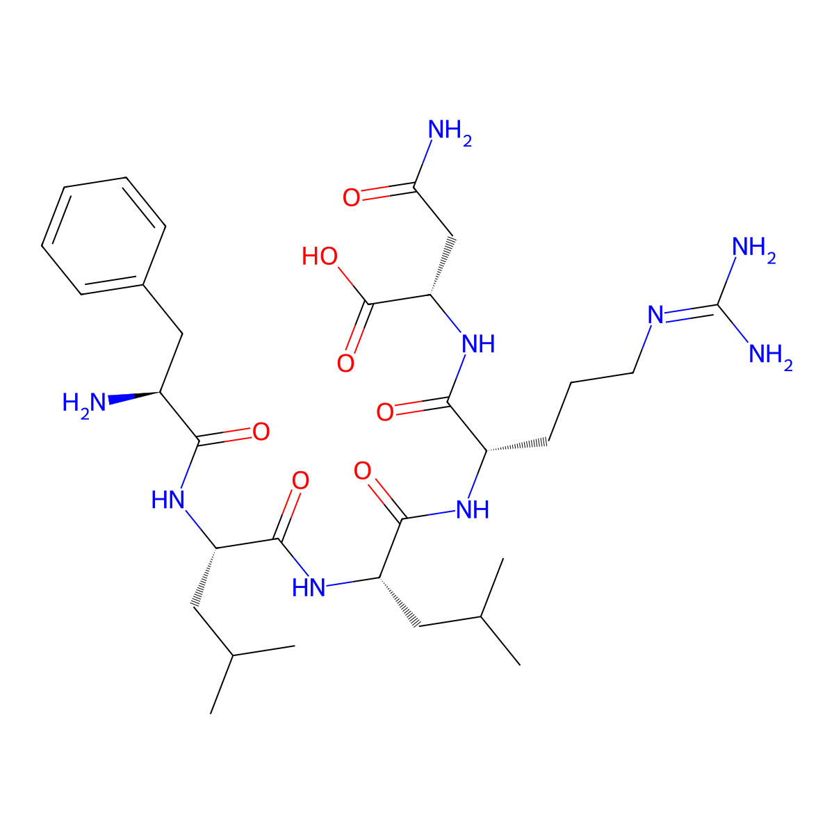 Phenylalanyl-leucyl-leucyl-arginyl-asparagine molecular structure, CAS 141136-84-7