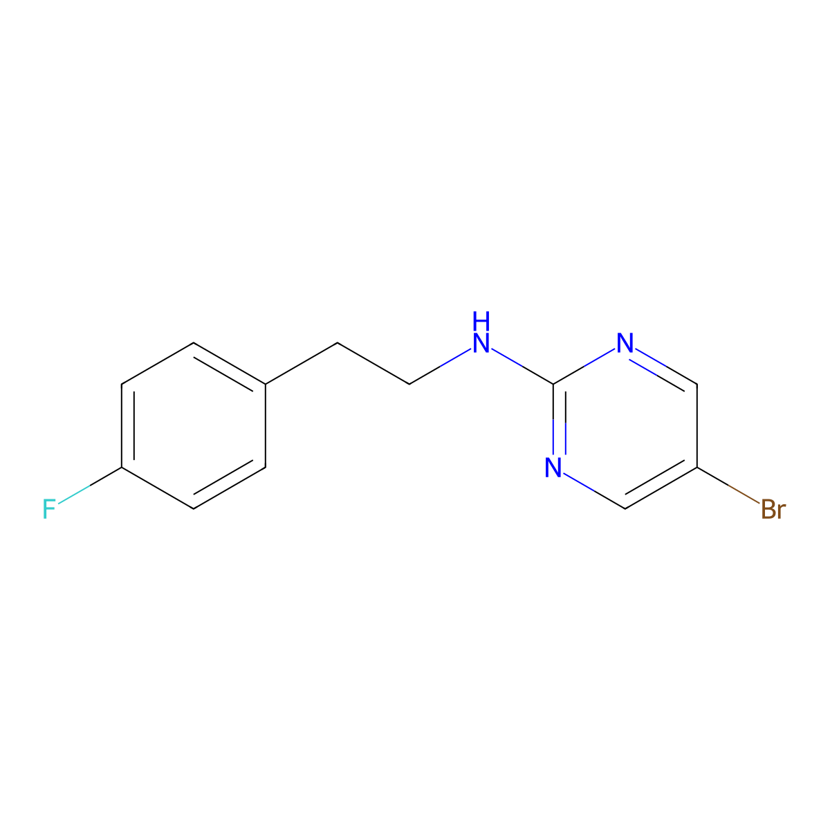 5-bromo-N-[2-(4-fluorophenyl)ethyl]pyrimidin-2-amine molecular structure, CAS 1411360-60-5