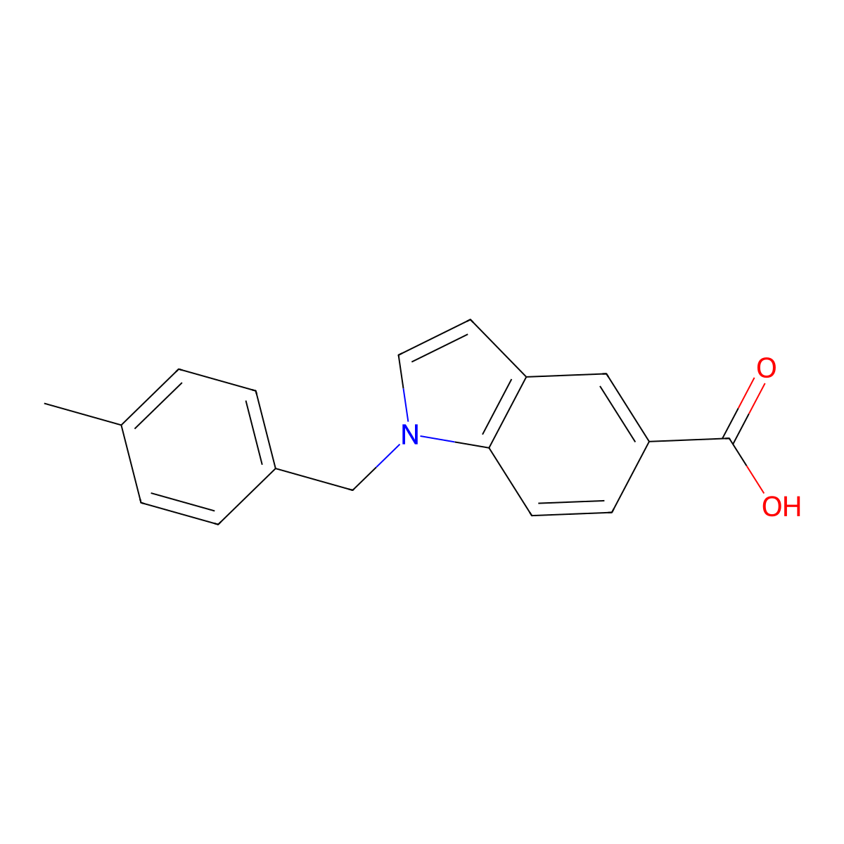 1-(4-methylbenzyl)-1H-indole-5-carboxylic acid molecular structure, CAS 1411407-54-9