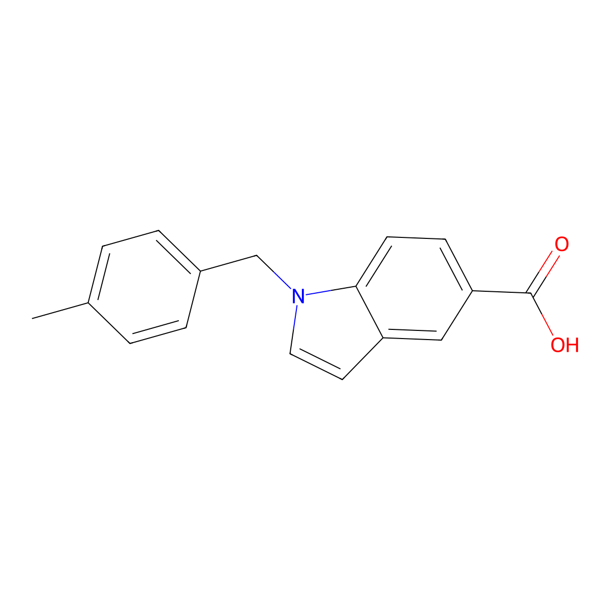 1-(4-methylbenzyl)-1H-indole-5-carboxylic acid molecular structure, CAS 1411407-54-9