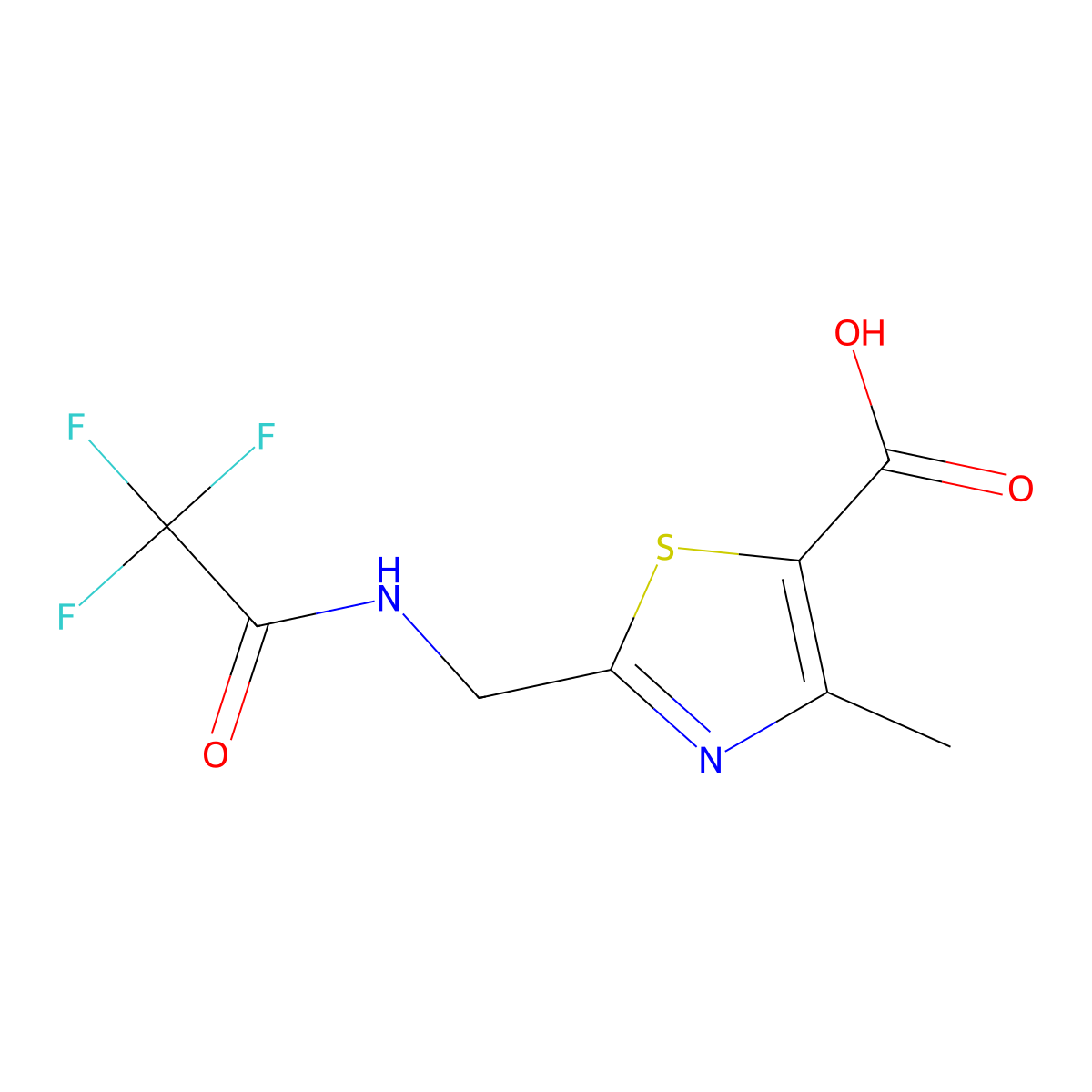 4-Methyl-2-((2,2,2-trifluoroacetamido)methyl)thiazole-5-carboxylic acid molecular structure, CAS 1411454-71-1