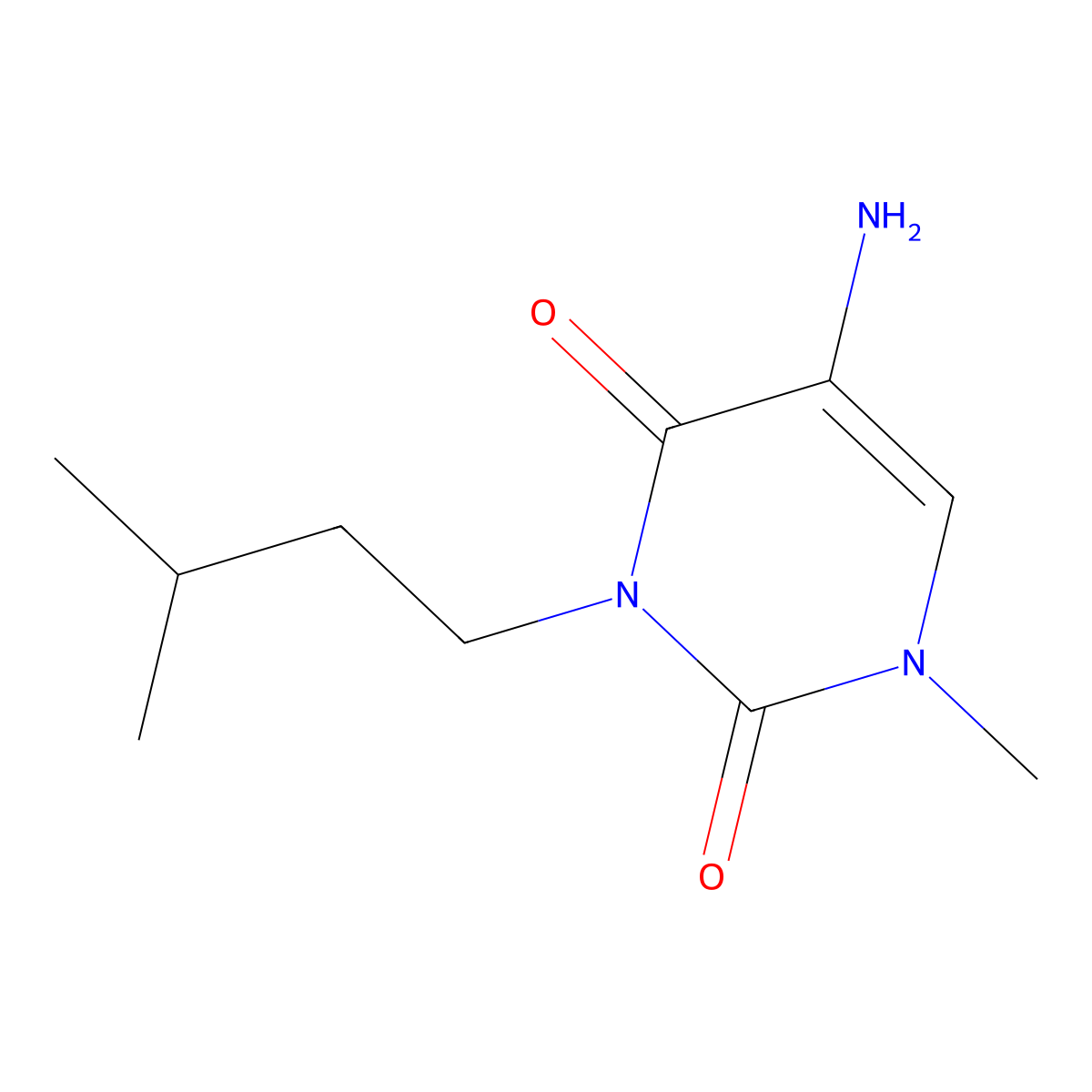 5-Amino-3-isopentyl-1-methylpyrimidine-2,4(1h,3h)-dione molecular structure, CAS 1411519-57-7
