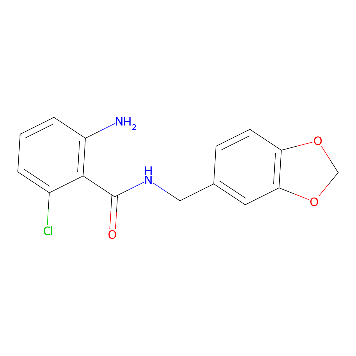 2-amino-N-(2H-1,3-benzodioxol-5-ylmethyl)-6-chlorobenzamide molecular structure, CAS 1411540-92-5