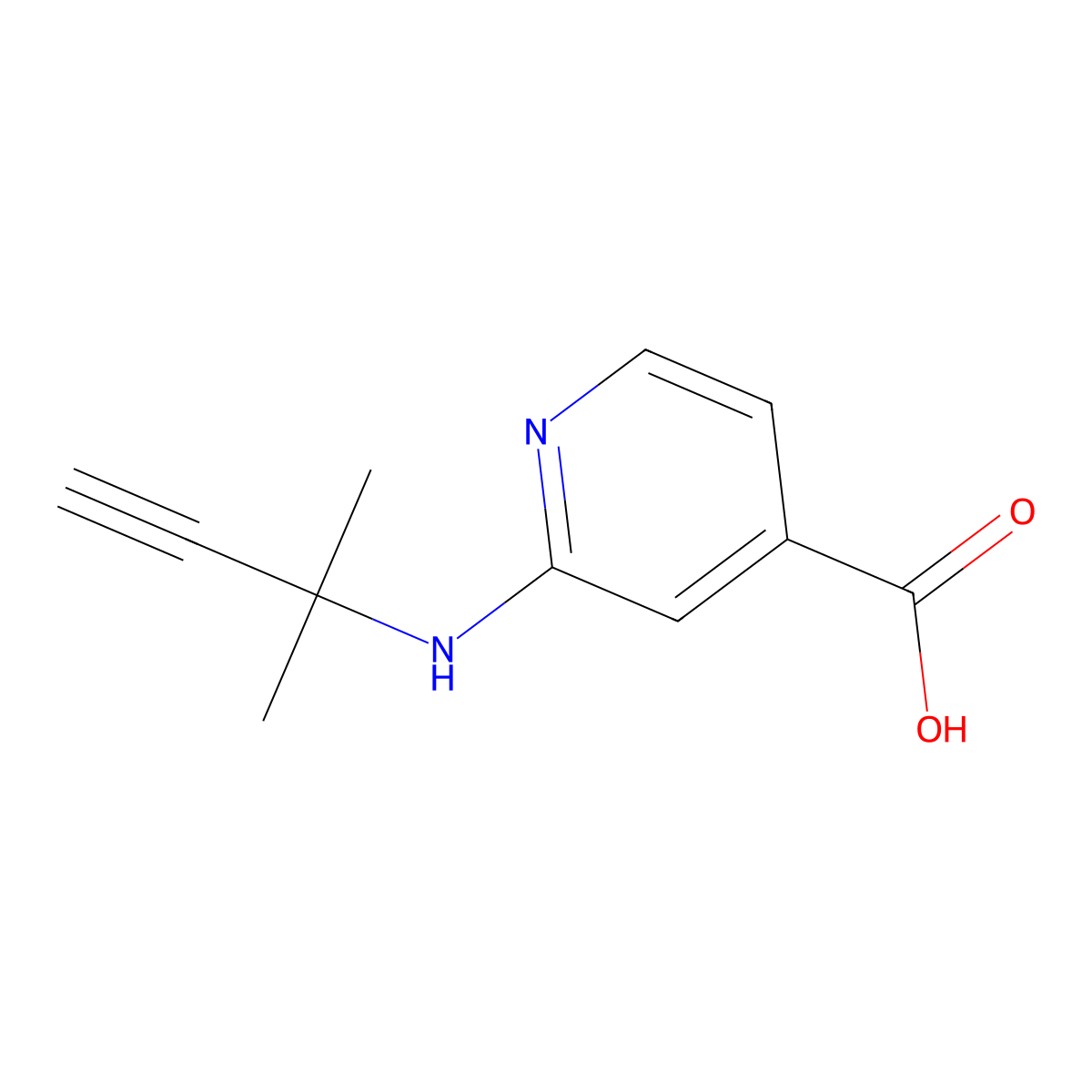 2-[(2-Methylbut-3-yn-2-yl)amino]pyridine-4-carboxylic acid molecular structure, CAS 1411608-91-7