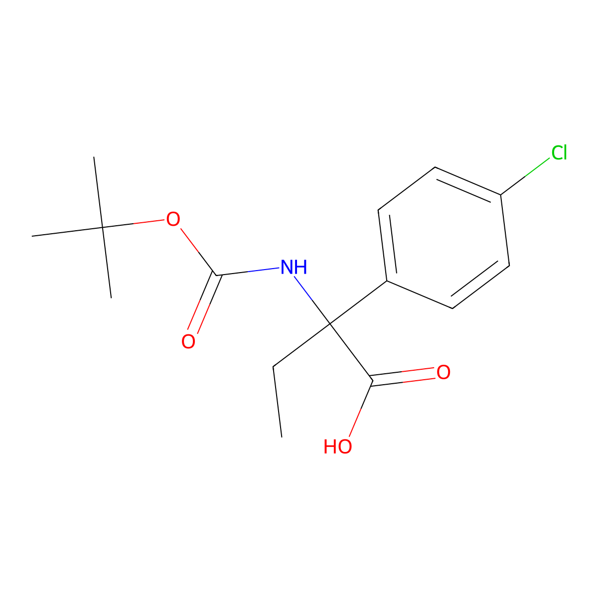 2-{[(Tert-butoxy)carbonyl]amino}-2-(4-chlorophenyl)butanoic acid molecular structure, CAS 1411613-99-4