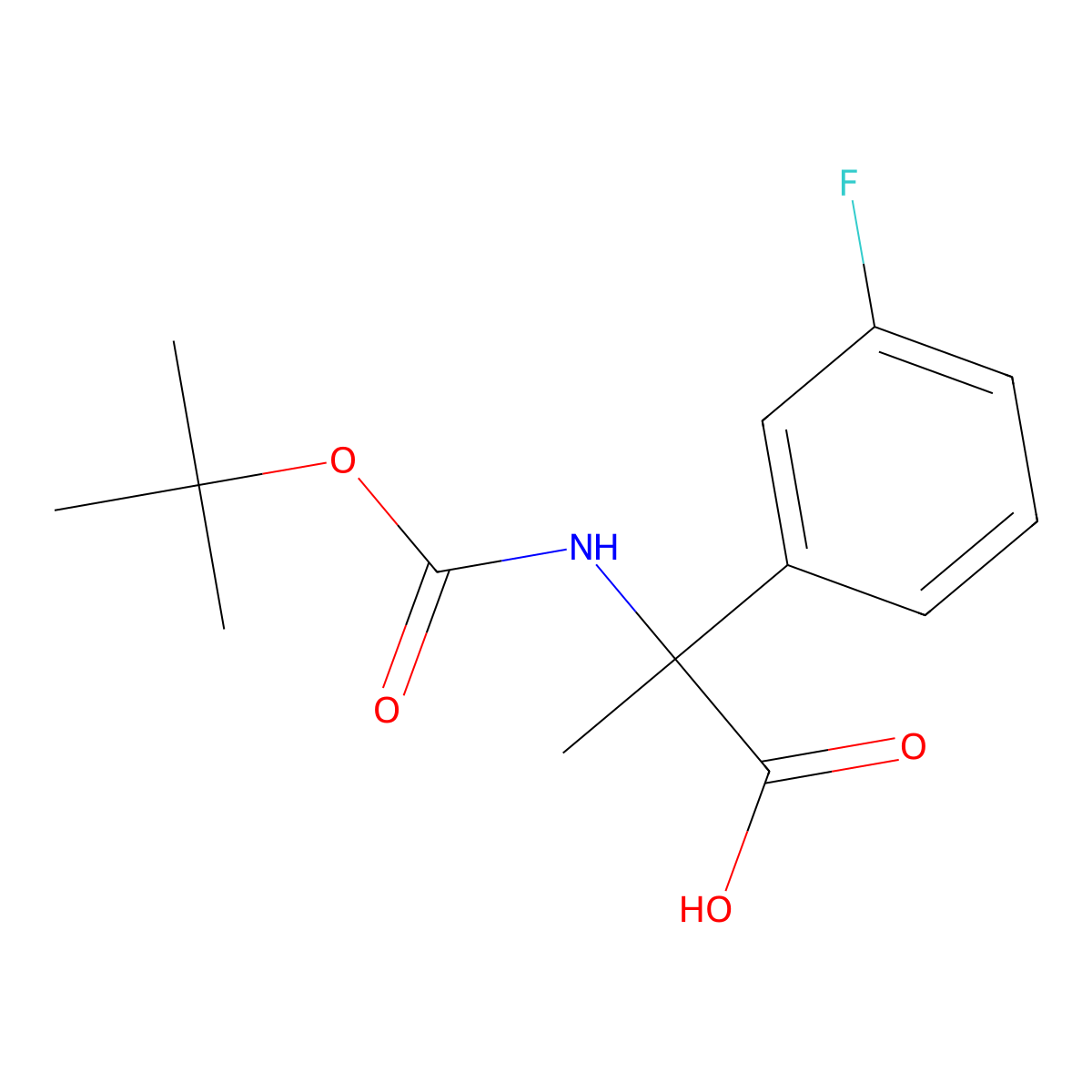 2-{[(Tert-butoxy)carbonyl]amino}-2-(3-fluorophenyl)propanoic acid molecular structure, CAS 1411614-26-0