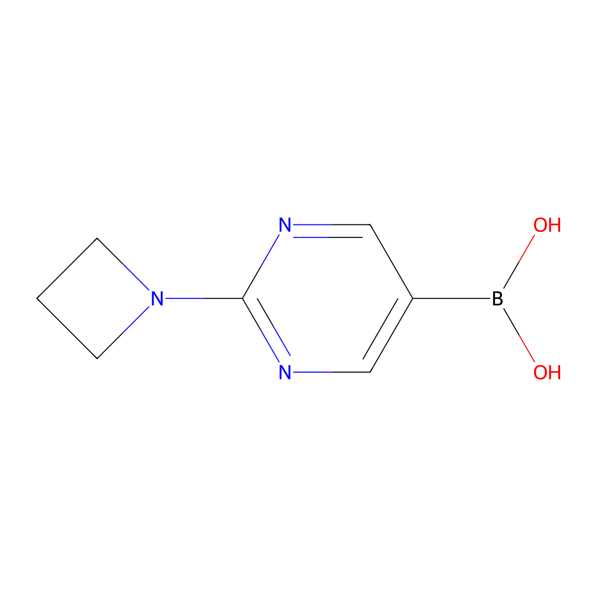 (2-(Azetidin-1-yl)pyrimidin-5-yl)boronic acid molecular structure, CAS 1411643-59-8