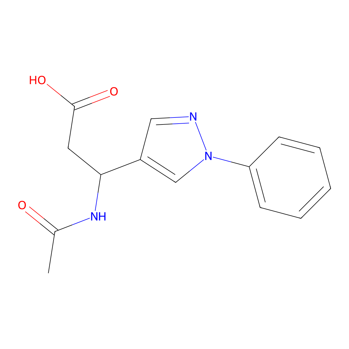 3-acetamido-3-(1-phenyl-1H-pyrazol-4-yl)propanoic acid molecular structure, CAS 1411645-84-5
