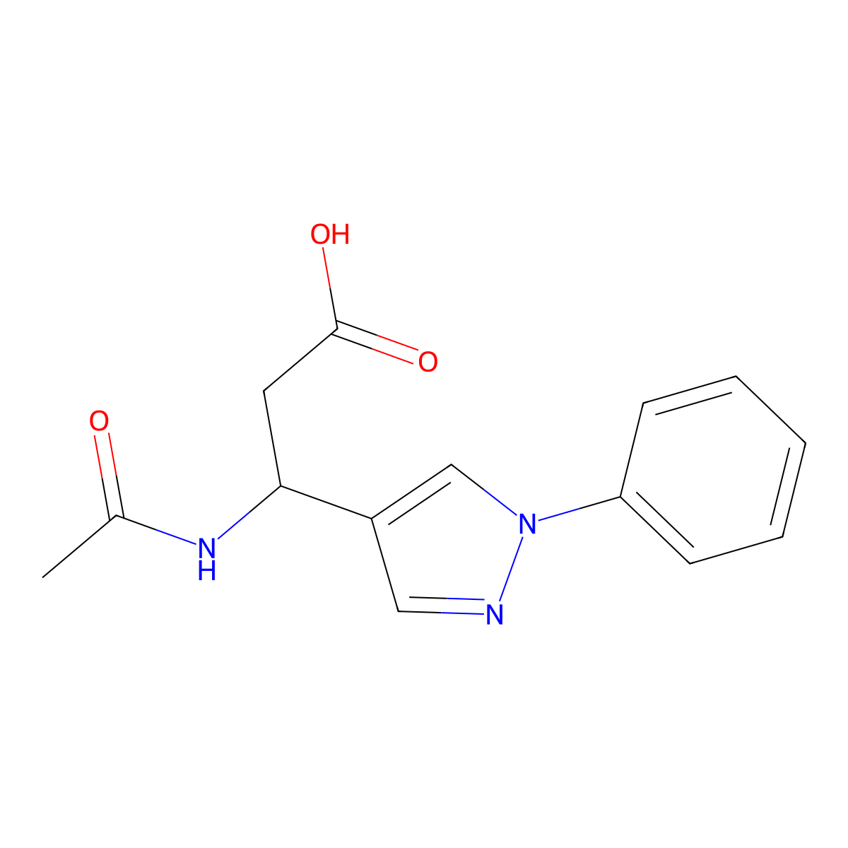3-acetamido-3-(1-phenyl-1H-pyrazol-4-yl)propanoic acid molecular structure, CAS 1411645-84-5