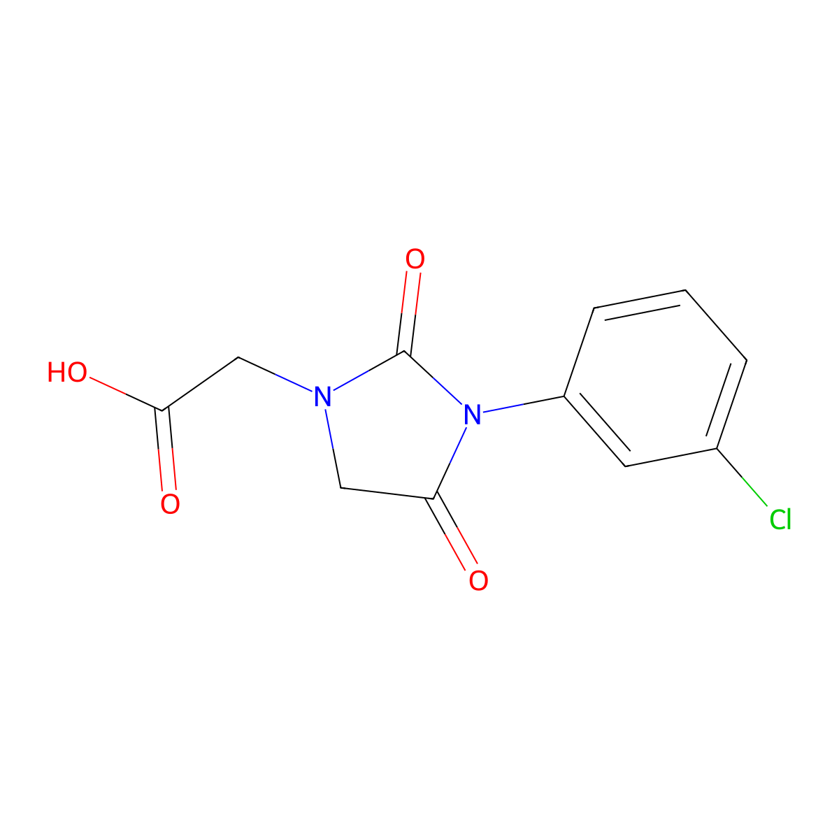 2-[3-(3-Chlorophenyl)-2,4-dioxoimidazolidin-1-yl]acetic acid molecular structure, CAS 1411650-70-8