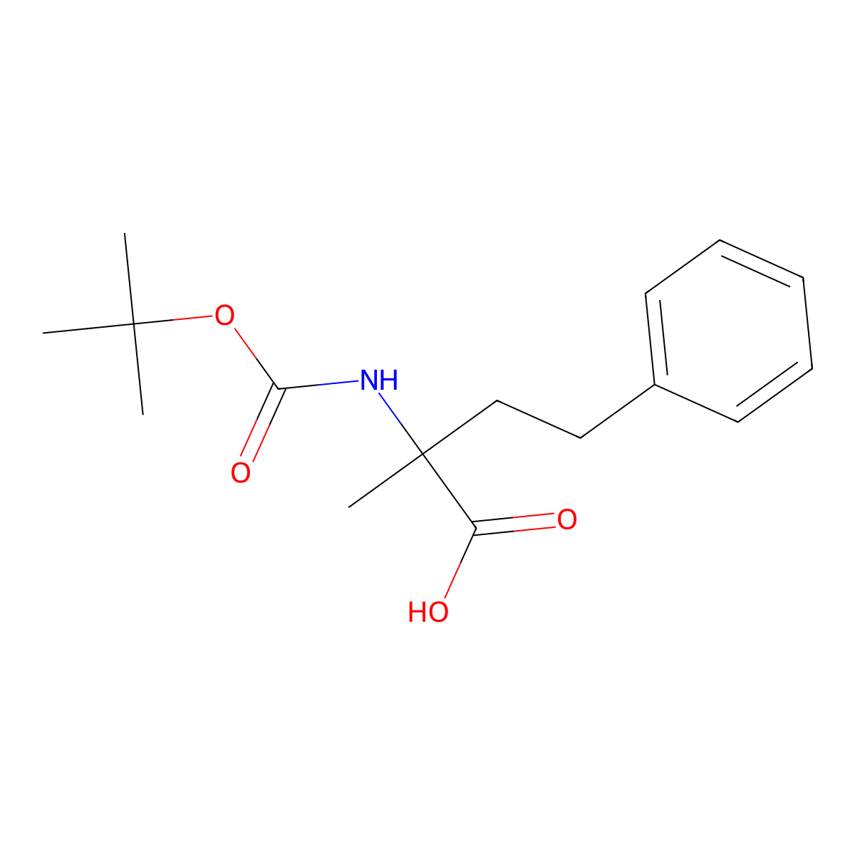 2-{[(Tert-butoxy)carbonyl]amino}-2-methyl-4-phenylbutanoic acid molecular structure, CAS 1411655-63-4