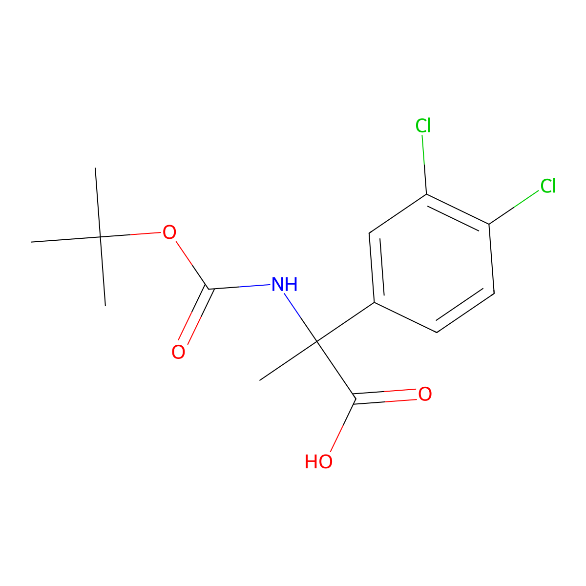 2-{[(Tert-butoxy)carbonyl]amino}-2-(3,4-dichlorophenyl)propanoic acid molecular structure, CAS 1411656-14-8