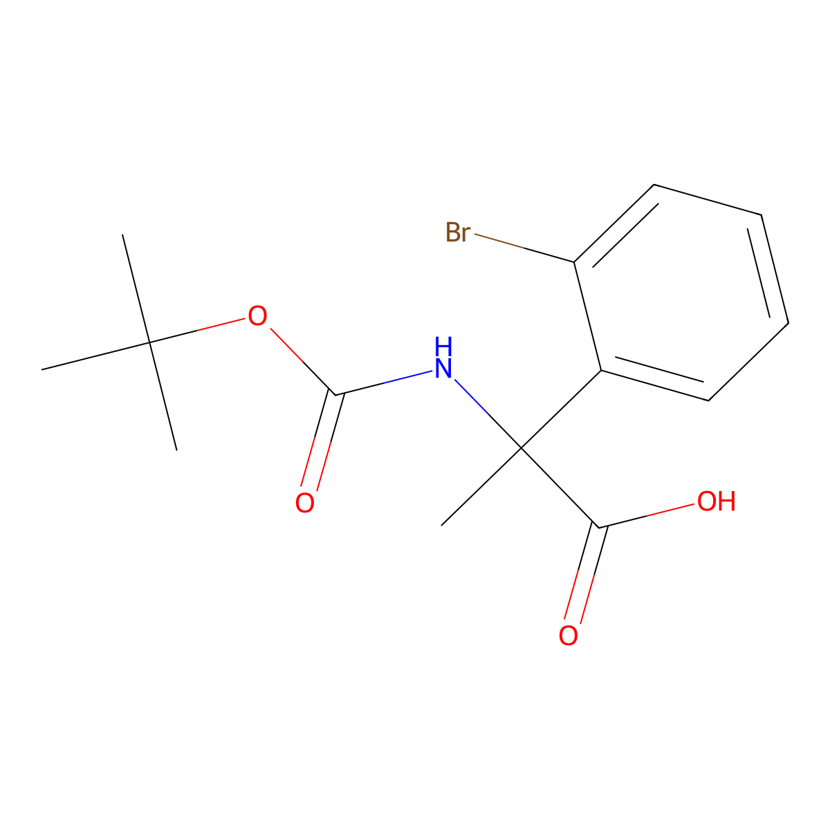 2-(2-Bromophenyl)-2-{[(tert-butoxy)carbonyl]amino}propanoic acid molecular structure, CAS 1411708-36-5