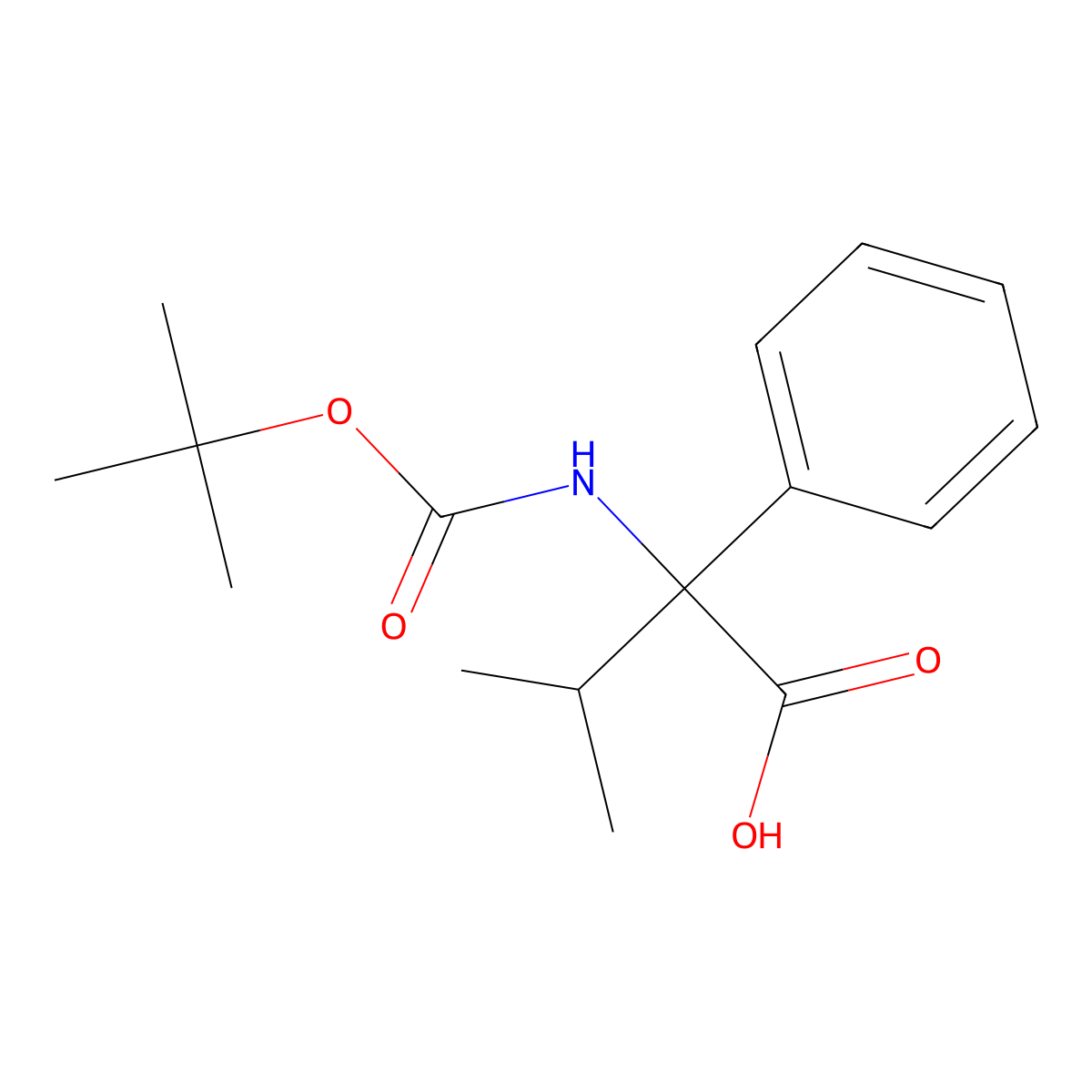 2-{[(Tert-butoxy)carbonyl]amino}-3-methyl-2-phenylbutanoic acid molecular structure, CAS 1411708-42-3