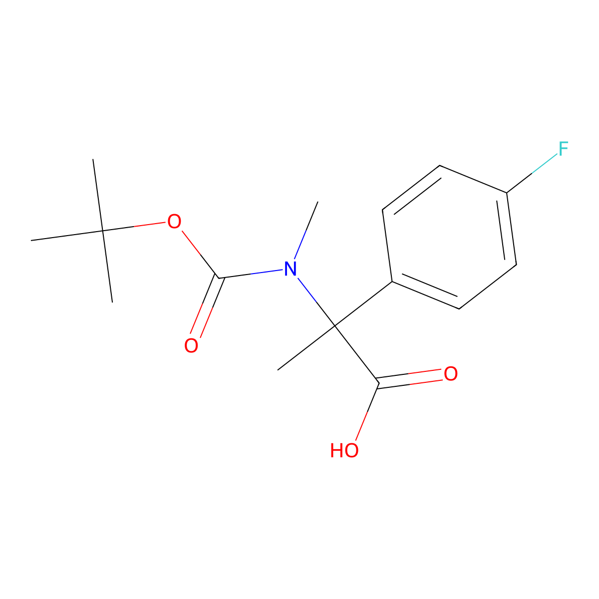 2-{[(Tert-butoxy)carbonyl](methyl)amino}-2-(4-fluorophenyl)propanoic acid molecular structure, CAS 1411708-49-0