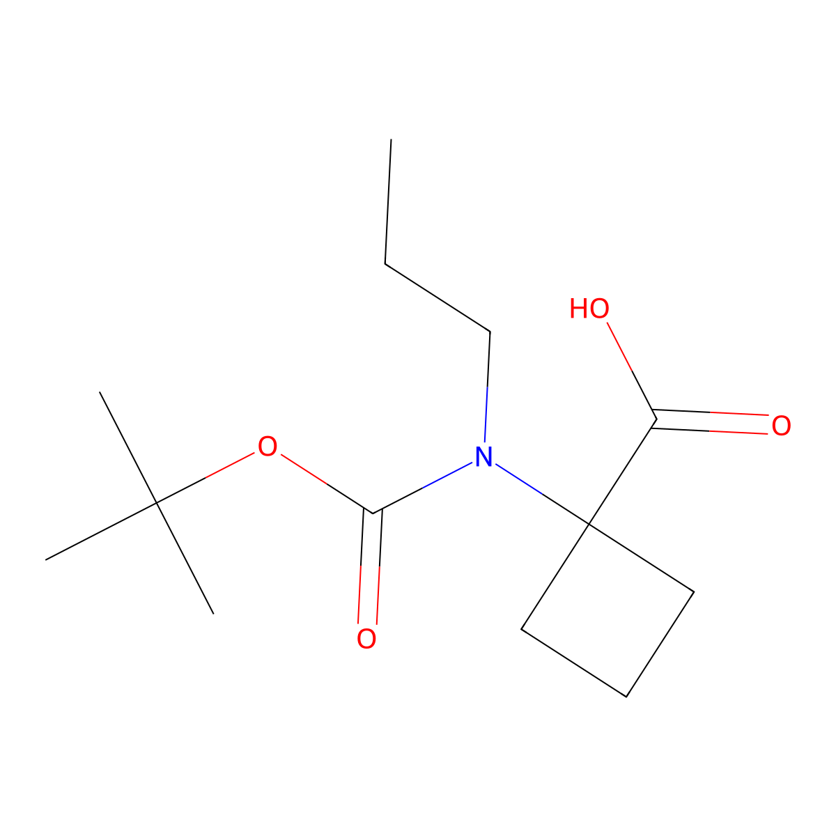 1-((tert-Butoxycarbonyl)(propyl)amino)cyclobutane-1-carboxylic acid molecular structure, CAS 1411709-00-6