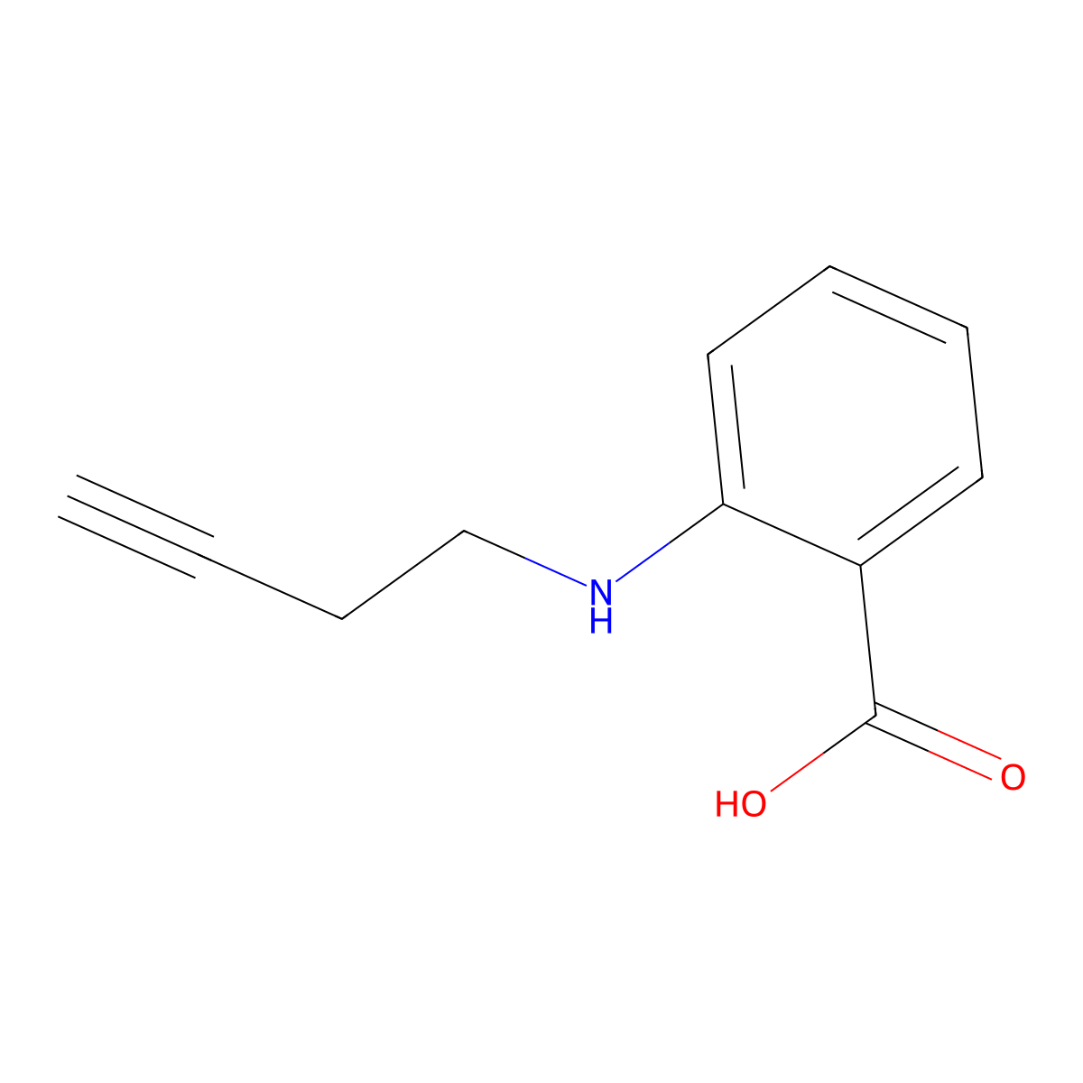 2-[(But-3-yn-1-yl)amino]benzoic acid molecular structure, CAS 1411710-72-9
