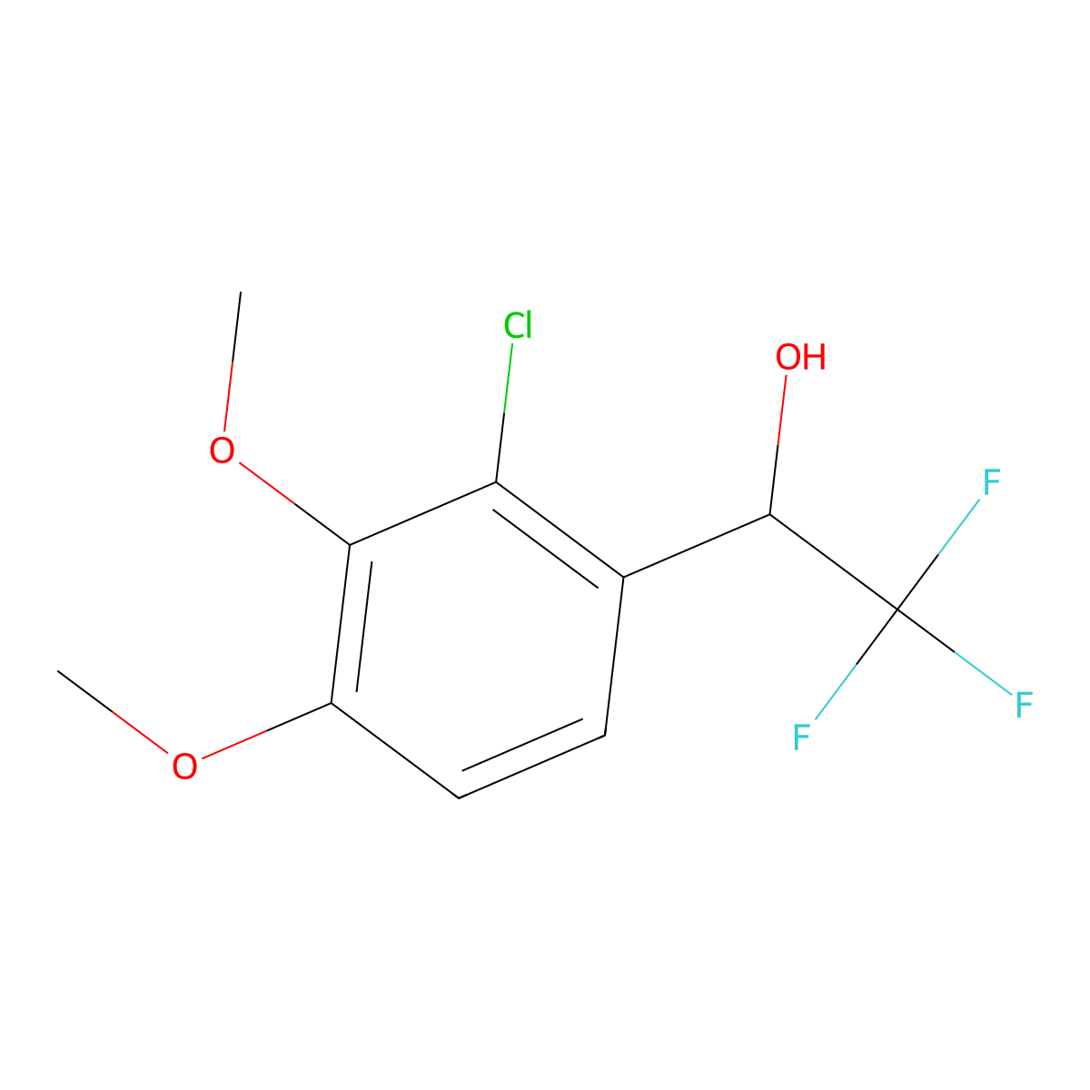 1-(2-Chloro-3,4-dimethoxyphenyl)-2,2,2-trifluoroethan-1-ol molecular structure, CAS 1411711-09-5