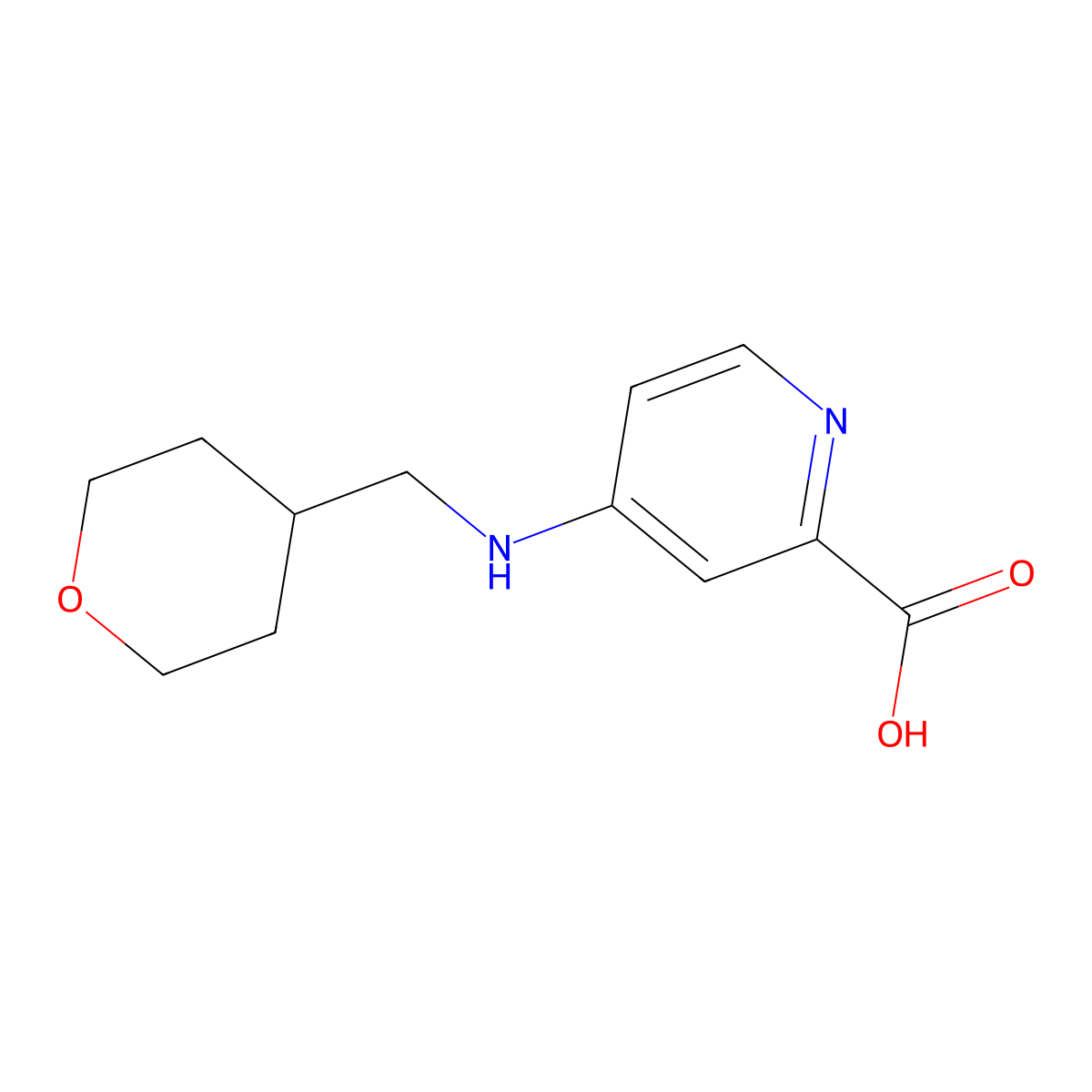 4-[(Oxan-4-ylmethyl)amino]pyridine-2-carboxylic acid molecular structure, CAS 1411712-17-8