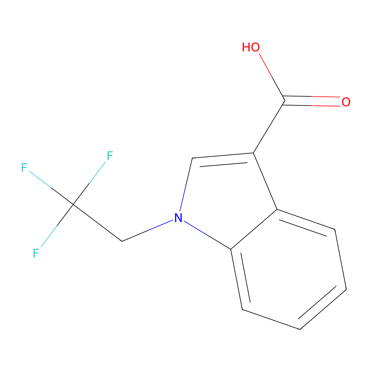 1-(2,2,2-trifluoroethyl)-1H-indole-3-carboxylic acid molecular structure, CAS 1411719-35-1