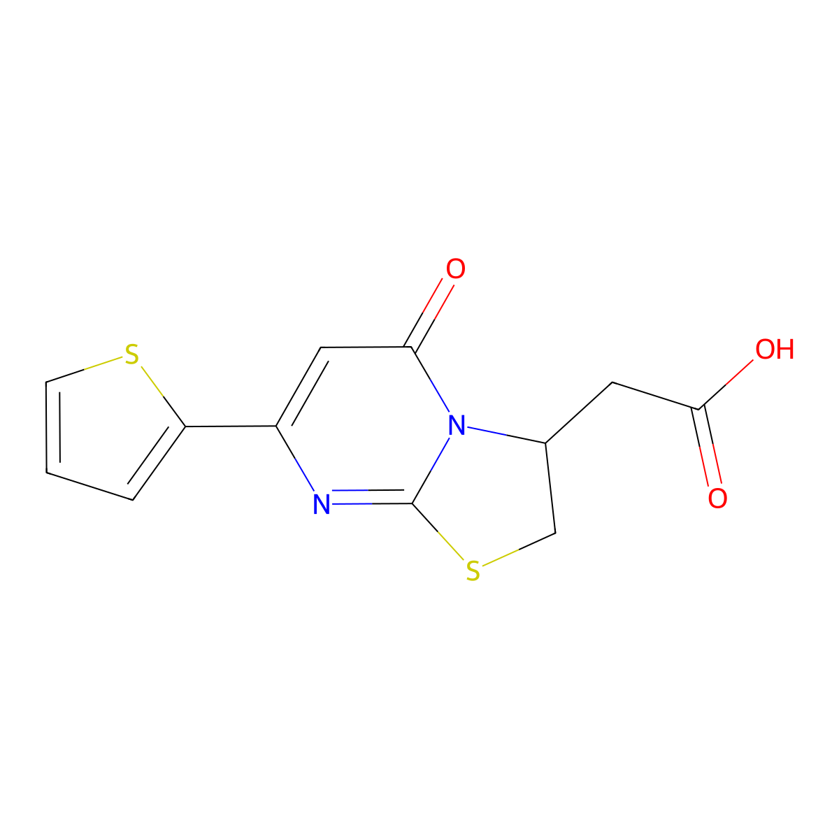 2-(5-Oxo-7-(thiophen-2-yl)-3,5-dihydro-2H-thiazolo[3,2-a]pyrimidin-3-yl)acetic acid molecular structure, CAS 1411763-05-7