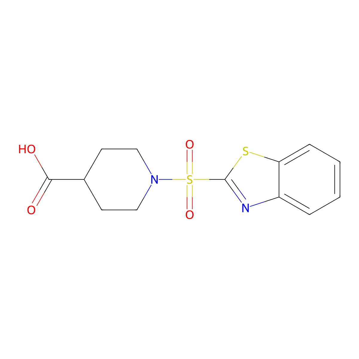 1-(Benzo[d]thiazol-2-ylsulfonyl)piperidine-4-carboxylic acid molecular structure, CAS 1411766-33-0