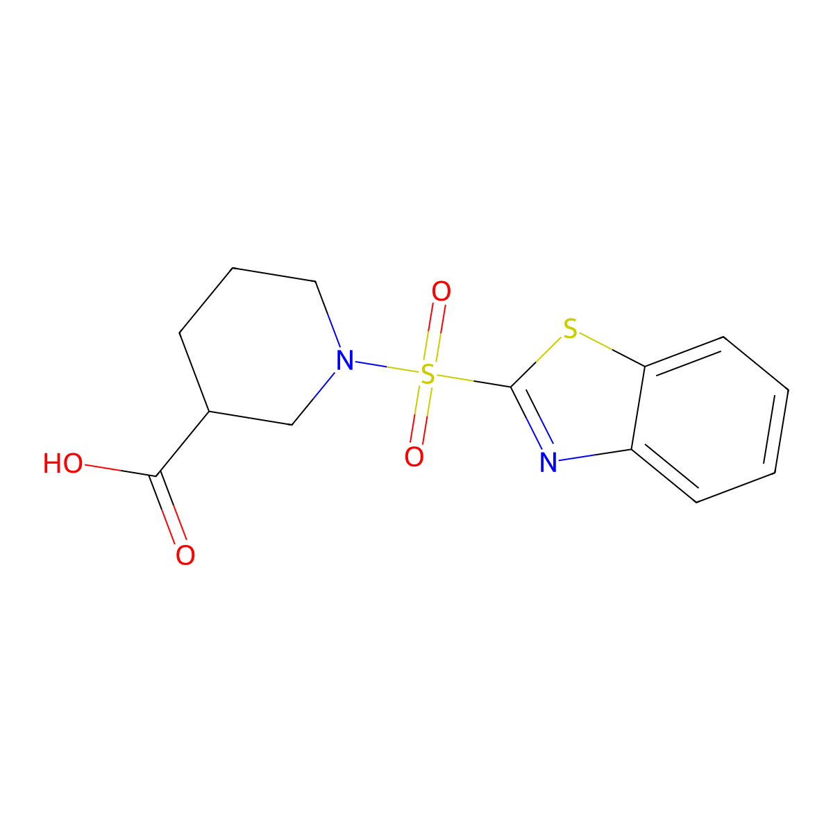 1-(Benzo[d]thiazol-2-ylsulfonyl)piperidine-3-carboxylic acid molecular structure, CAS 1411766-55-6