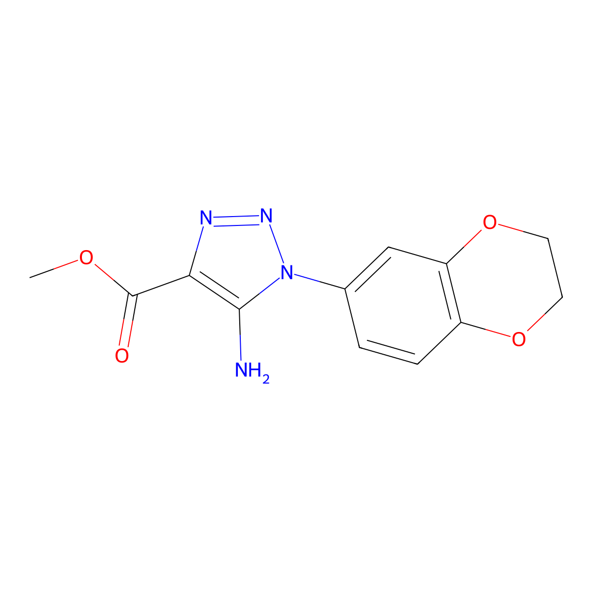 Methyl 5-amino-1-(2,3-dihydrobenzo[b][1,4]dioxin-6-yl)-1H-1,2,3-triazole-4-carboxylate molecular structure, CAS 1411766-56-7