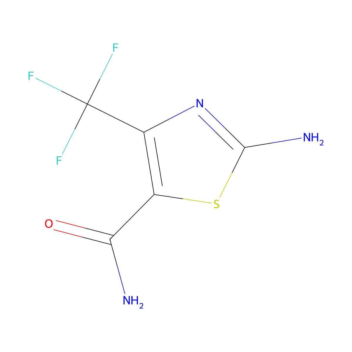 2-Amino-4-(trifluoromethyl)thiazole-5-carboxamide molecular structure, CAS 1411766-76-1