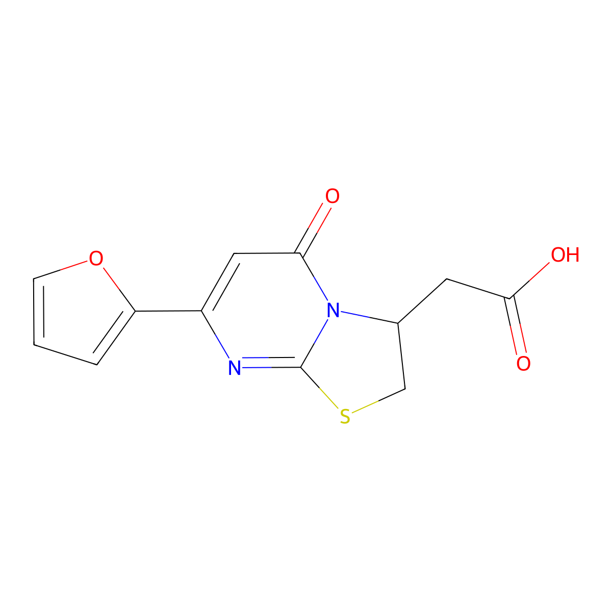 2-(7-(Furan-2-yl)-5-oxo-3,5-dihydro-2H-thiazolo[3,2-a]pyrimidin-3-yl)acetic acid molecular structure, CAS 1411766-78-3