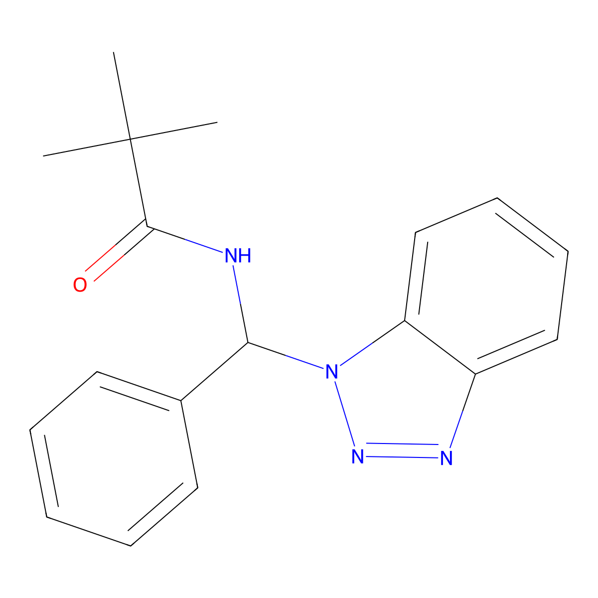 N-[1H-1,2,3-Benzotriazol-1-yl(phenyl)methyl]-2,2-dimethylpropanamide molecular structure, CAS 141178-29-2